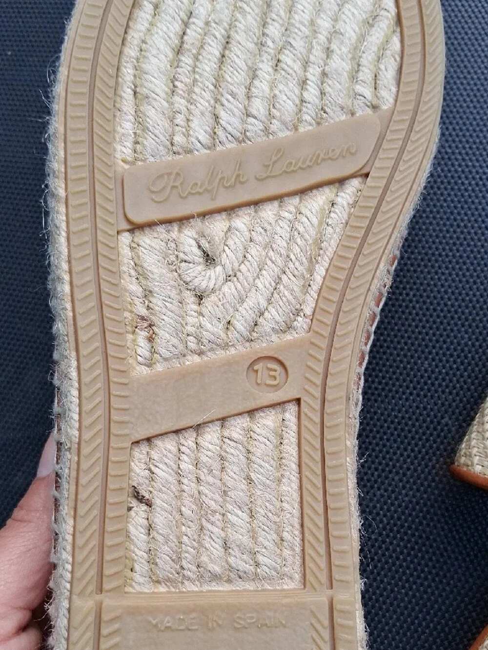 Ralph Lauren Cream Woven Slip-On Loafers with Brown Trim and Embroidered RL